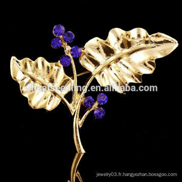 Belle élégante Crystal Bling strass fleur feuille broches en gros